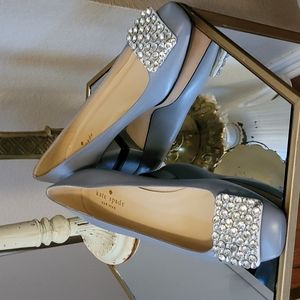 Kate Spade leather pumps with crystal embellishmnt.